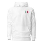 Sweat à capuche blanc avec petit motif stylisé du drapeau mexicain