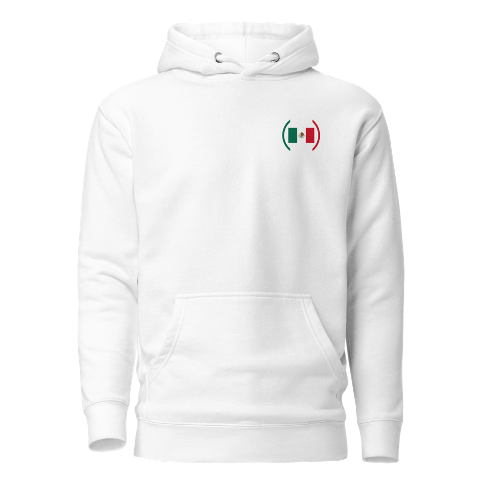 Sweat à capuche blanc avec petit motif stylisé du drapeau mexicain
