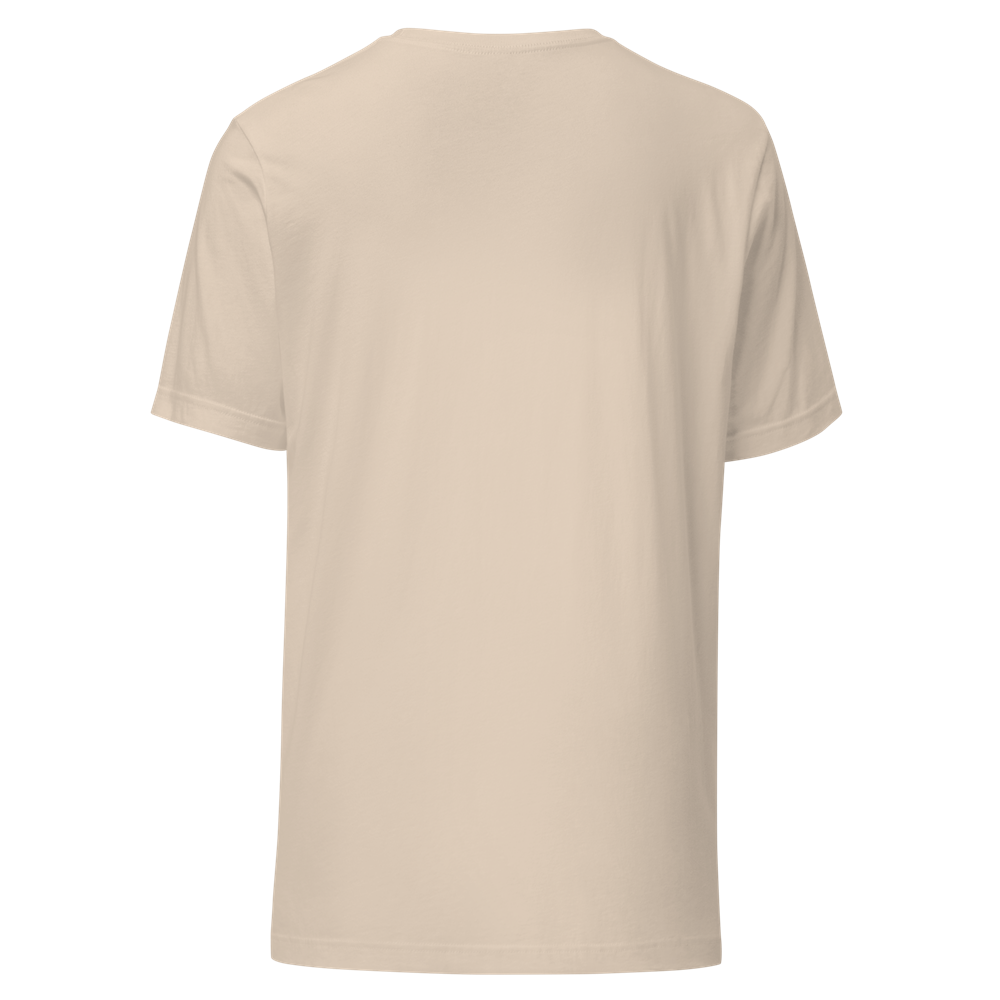T‑shirt beige vue arrière – Diverstyle Dos d’un t‑shirt beige à manches courtes, coupe droite, sans motif.