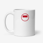 Mug en céramique blanche avec un drapeau monégasque stylisé en rouge et blanc imprimé au centre.